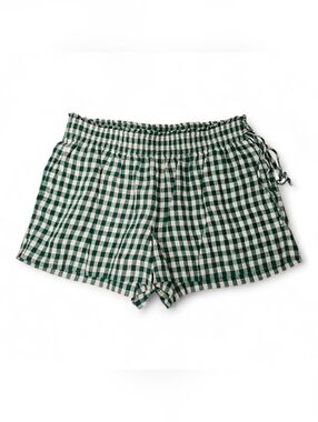 J. Crew Green and White Gingham Elastic-Waist Athletic Shorts